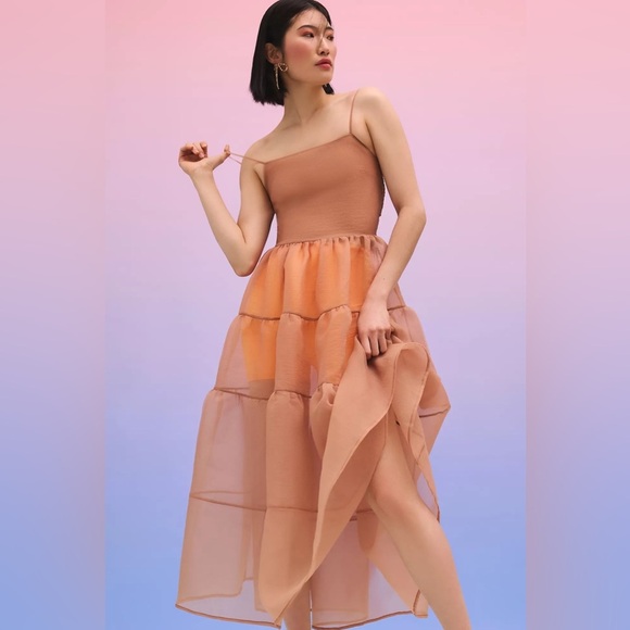❤️COPY - Anthropologie X OhSevenDays Tiered Sheer Midi Dress - Picture 1 of 12